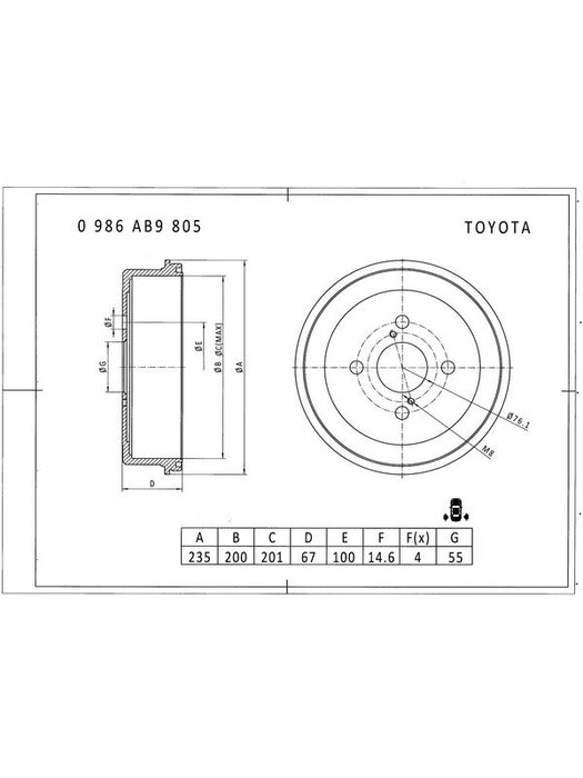 Bosch Brake Drum PBRD4073 BOSCH - Micks Gone Bush