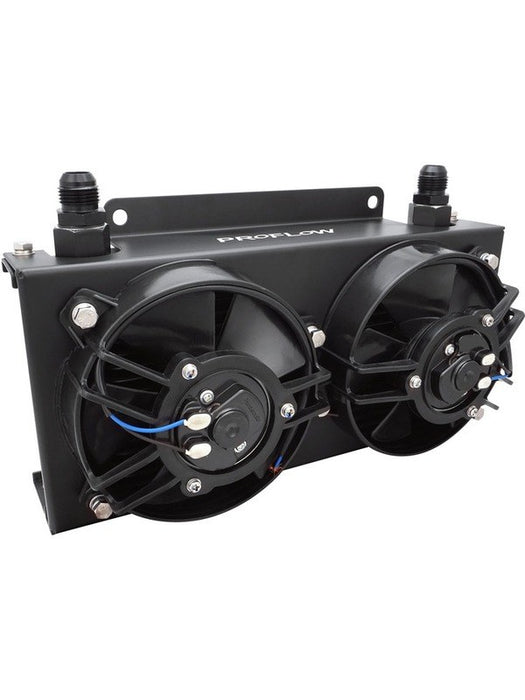 Proflow Oil Cooler Kit Ultra Pro 19 Row An10 Twin Fans Female Orb PFEOC19-DF Proflow - Micks Gone Bush