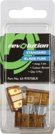 Revolution Standard Blade Fuse 7.5A 5 Pack | Part No. 63-97075BLR FUSE REVOLUTION - Micks Gone Bush