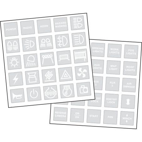 Narva White Switch Decal Set - 4WD Part No. 63175BL SWITCH PART OTHER NARVA - Micks Gone Bush