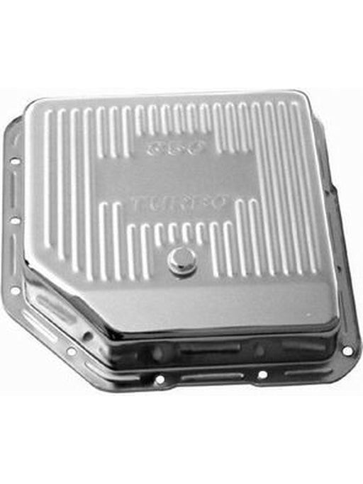 RPC Chrome Steel Transmission, Pan For GM Turbo 350, Finned, Drain Pug R9198 RPC - Micks Gone Bush
