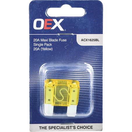 OEX Maxi Blade Fuse 20A Yellow Single Pack ACX1625BL FUSE OEX - Micks Gone Bush