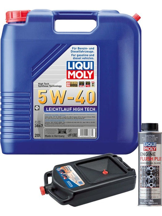 LIQUI MOLY Leichtlauf High Tech 5W-40 20L Silver Service Kit + 8L Drip Tray MGB-KIT-MIX-121 Mixed - Micks Gone Bush