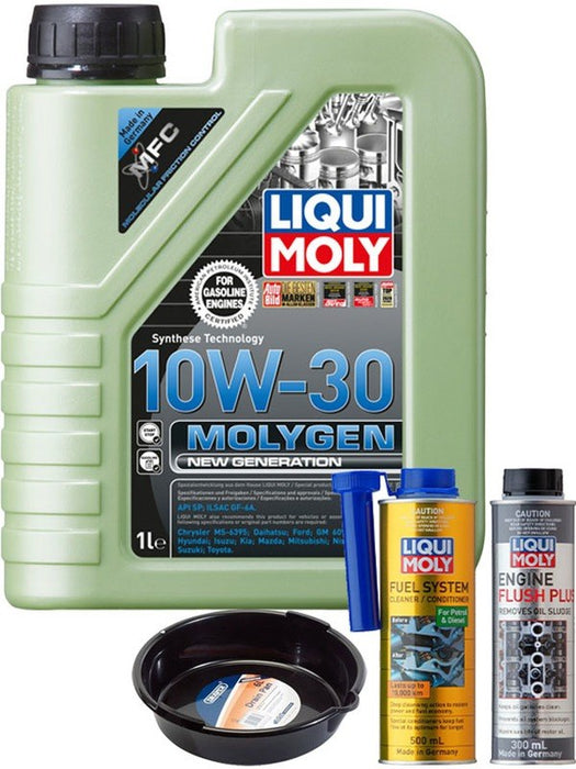 LIQUI MOLY Molygen New Generation 10W-30 1L Gold Service Kit + 6L Drip Tray MGB-KIT-MIX-131 Mixed - Micks Gone Bush