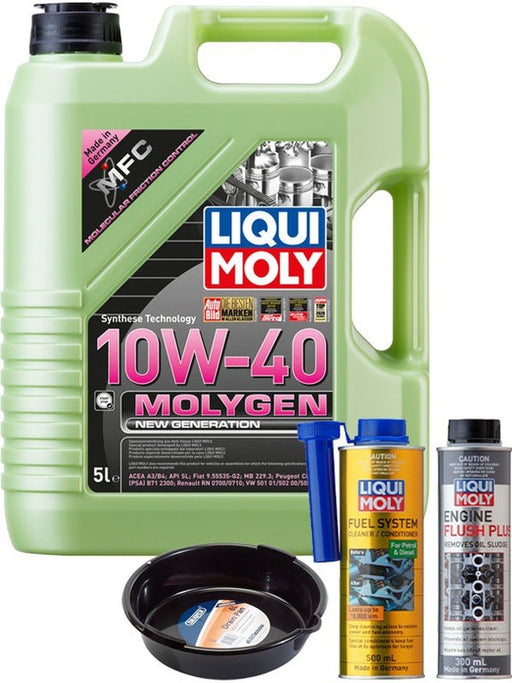LIQUI MOLY Molygen New Generation 10W-40 5L Gold Service Kit + 6L Drip Tray MGB-KIT-MIX-136 Mixed - Micks Gone Bush