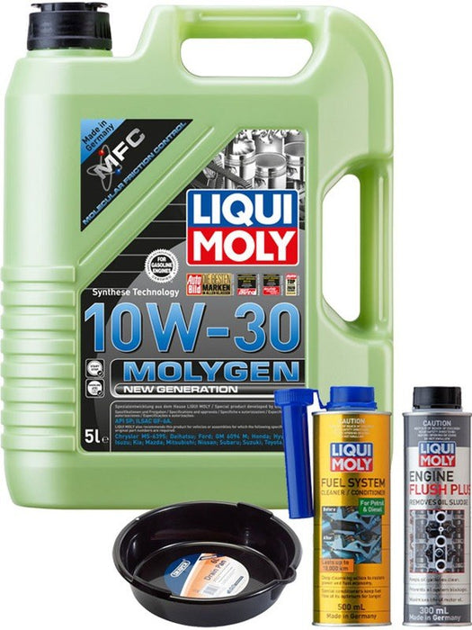 LIQUI MOLY Molygen New Generation 10W-30 5L Gold Service Kit + 6L Drip Tray MGB-KIT-MIX-137 Mixed - Micks Gone Bush