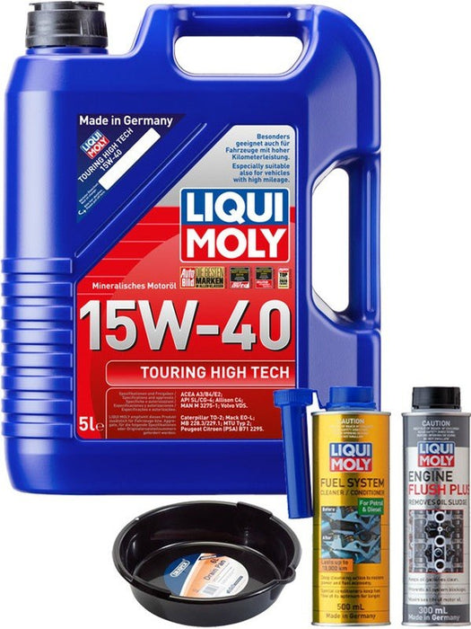 LIQUI MOLY Touring High Tech 15W-40 5L Gold Service Kit + 6L Drip Tray MGB-KIT-MIX-142 Mixed - Micks Gone Bush