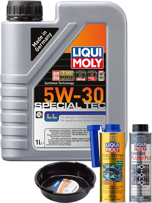 LIQUI MOLY Special Tec LL 5W-30 1L Gold Service Kit + 6L Drip Tray MGB-KIT-MIX-143 Mixed - Micks Gone Bush