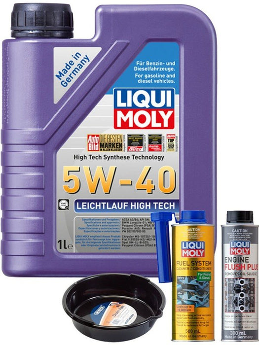 LIQUI MOLY Leichtlauf High Tech 5W-40 1L Gold Service Kit + 6L Drip Tray MGB-KIT-MIX-144 Mixed - Micks Gone Bush
