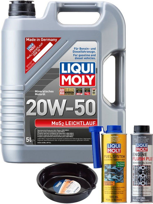 LIQUI MOLY MoS2 Leichtlauf 20W-50 5L Gold Service Kit + 6L Drip Tray MGB-KIT-MIX-151 Mixed - Micks Gone Bush