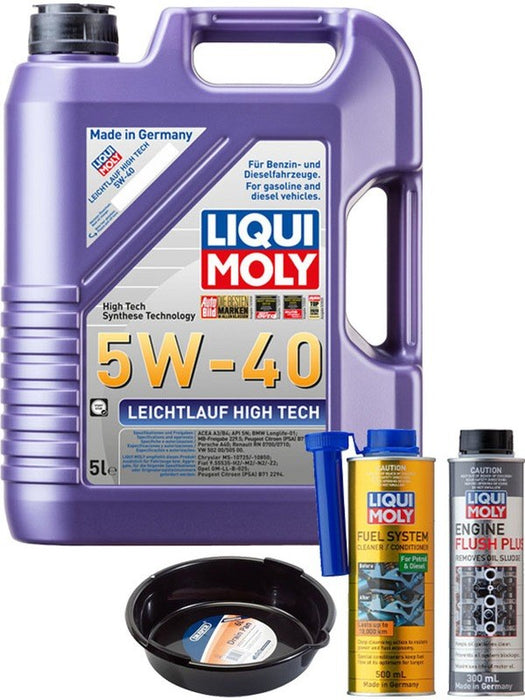 LIQUI MOLY Leichtlauf High Tech 5W-40 5L Gold Service Kit + 6L Drip Tray MGB-KIT-MIX-153 Mixed - Micks Gone Bush