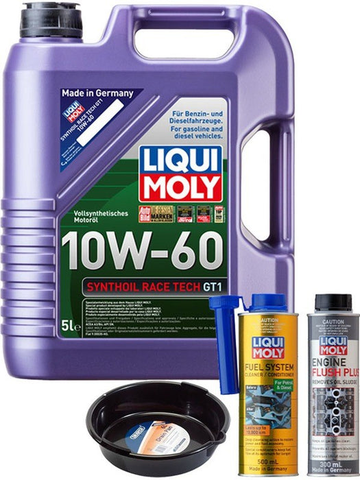 LIQUI MOLY Synthoil Race Tech GT1 10W-60 5L Gold Service Kit + 6L Drip Tray MGB-KIT-MIX-161 Mixed - Micks Gone Bush