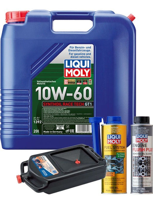 LIQUI MOLY Synthoil Race Tech GT1 10W-60 20L Gold Service Kit + 8L Drip Tray MGB-KIT-MIX-176 Mixed - Micks Gone Bush
