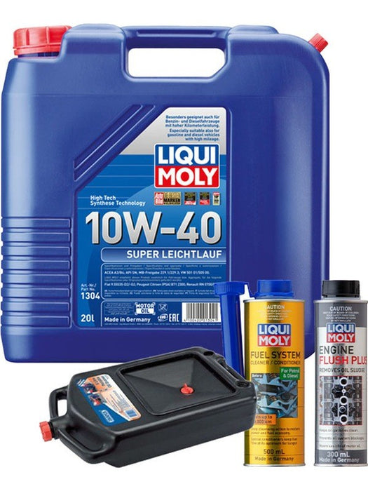 LIQUI MOLY Super Leichtlauf 10W-40 20L Gold Service Kit + 8L Drip Tray MGB-KIT-MIX-182 Mixed - Micks Gone Bush