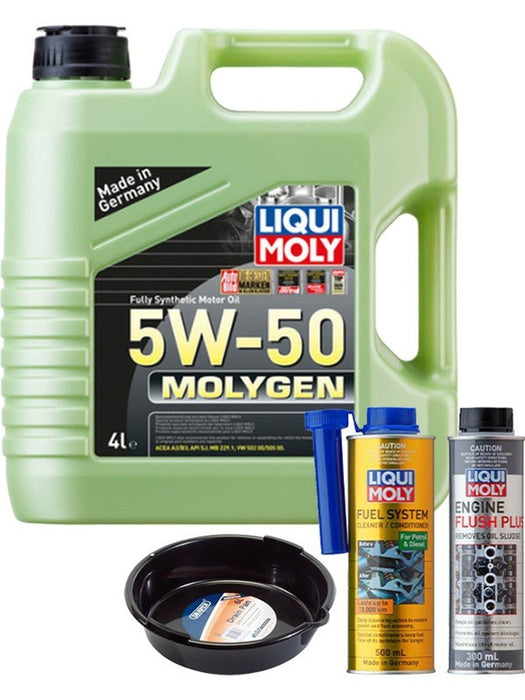 LIQUI MOLY Molygen New Generation 5W-50 4L Gold Service Kit + 6L Drip Tray MGB-KIT-MIX-185 Mixed - Micks Gone Bush