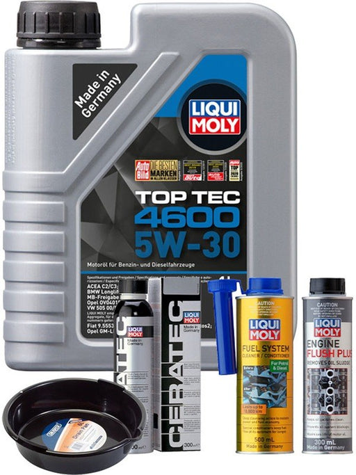 LIQUI MOLY Top Tec 4600 5W-30 1L Platinum Service Kit + 6L Drip Tray MGB-KIT-MIX-190 Mixed - Micks Gone Bush