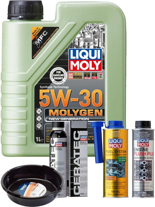 LIQUI MOLY Molygen New Generation 5W-30 1L Platinum Service Kit + 6L Drip Tray MGB-KIT-MIX-192 Mixed - Micks Gone Bush