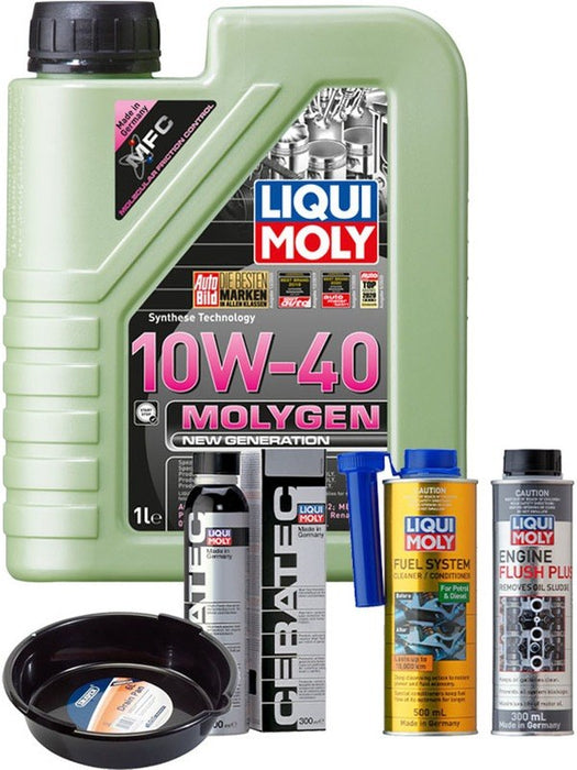 LIQUI MOLY Molygen New Generation 10W-40 1L Platinum Service Kit + 6L Drip Tray MGB-KIT-MIX-202 Mixed - Micks Gone Bush