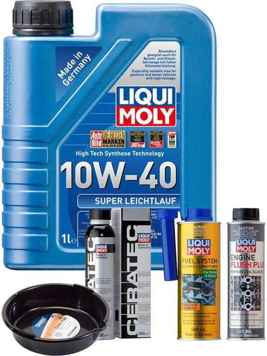 LIQUI MOLY Super Leichtlauf 10W-40 1L Platinum Service Kit + 6L Drip Tray MGB-KIT-MIX-203 Mixed - Micks Gone Bush