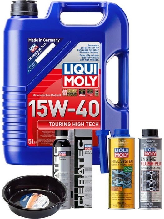 LIQUI MOLY Touring High Tech 15W-40 5L Platinum Service Kit + 6L Drip Tray MGB-KIT-MIX-204 Mixed - Micks Gone Bush