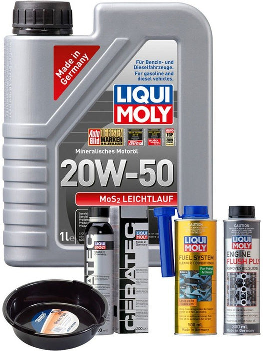 LIQUI MOLY MoS2 Leichtlauf 20W-50 1L Platinum Service Kit + 6L Drip Tray MGB-KIT-MIX-207 Mixed - Micks Gone Bush