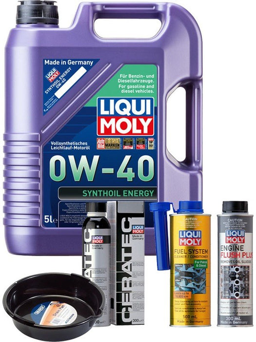 LIQUI MOLY Synthoil Energy 0W-40 5L Platinum Service Kit + 6L Drip Tray MGB-KIT-MIX-209 Mixed - Micks Gone Bush