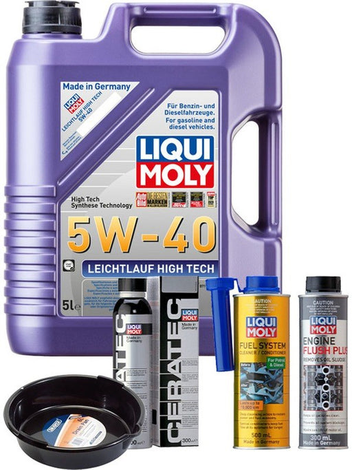 LIQUI MOLY Leichtlauf High Tech 5W-40 5L Platinum Service Kit + 6L Drip Tray MGB-KIT-MIX-215 Mixed - Micks Gone Bush