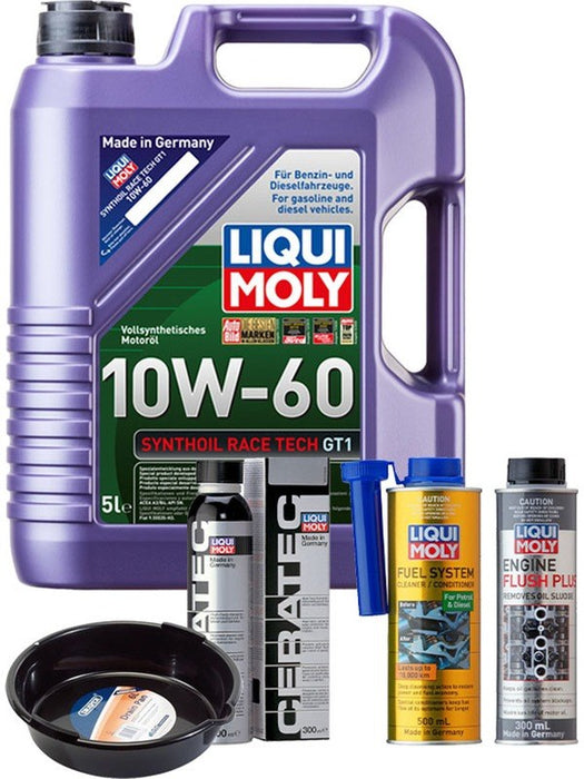 LIQUI MOLY Synthoil Race Tech GT1 10W-60 5L Platinum Service Kit + 6L Drip Tray MGB-KIT-MIX-223 Mixed - Micks Gone Bush