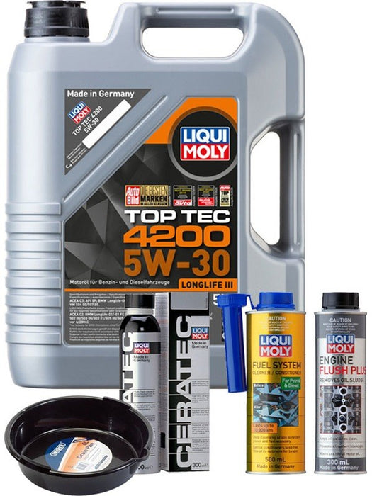 LIQUI MOLY Top Tec 4200 5W-30 5L Platinum Service Kit + 6L Drip Tray MGB-KIT-MIX-224 Mixed - Micks Gone Bush