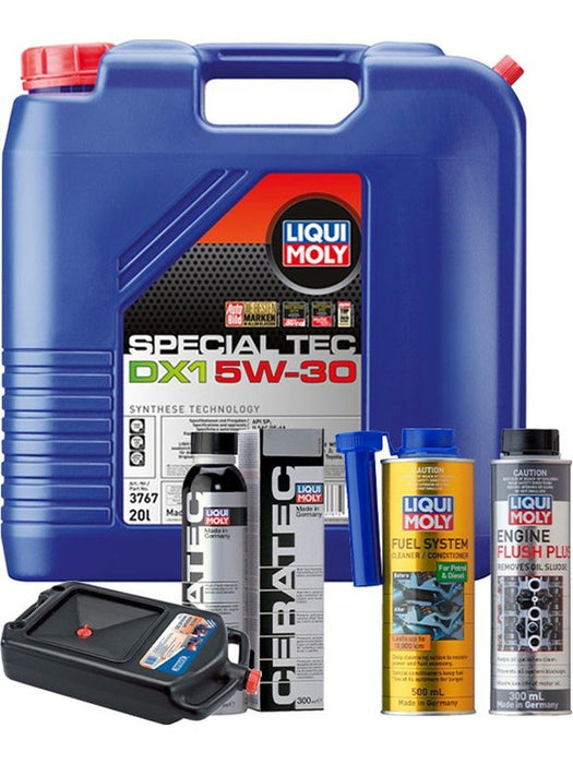LIQUI MOLY Special Tec DX1 5W-30 20L Platinum Service Kit + 8L Drip Tray MGB-KIT-MIX-239 Mixed - Micks Gone Bush