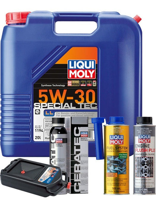 LIQUI MOLY Special Tec LL 5W-30 20L Platinum Service Kit + 8L Drip Tray MGB-KIT-MIX-240 Mixed - Micks Gone Bush