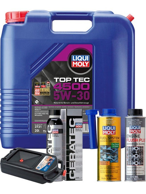 LIQUI MOLY Top Tec 4500 5W-30 20L Platinum Service Kit + 8L Drip Tray MGB-KIT-MIX-243 Mixed - Micks Gone Bush
