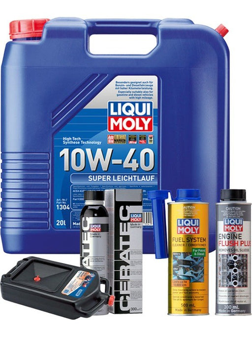 LIQUI MOLY Super Leichtlauf 10W-40 20L Platinum Service Kit + 8L Drip Tray MGB-KIT-MIX-244 Mixed - Micks Gone Bush