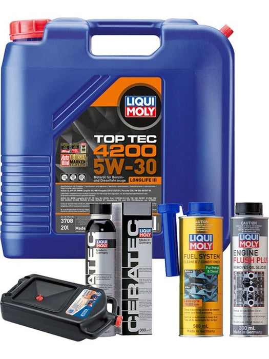 LIQUI MOLY Top Tec 4200 5W-30 20L Platinum Service Kit + 8L Drip Tray MGB-KIT-MIX-246 Mixed - Micks Gone Bush