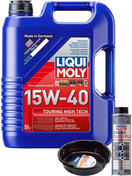 LIQUI MOLY Touring High Tech 15W-40 5L Silver Service Kit + 6L Drip Tray MGB-KIT-MIX-80 Mixed - Micks Gone Bush