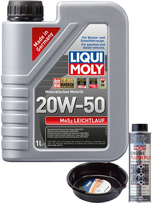 LIQUI MOLY MoS2 Leichtlauf 20W-50 1L Silver Service Kit + 6L Drip Tray MGB-KIT-MIX-83 Mixed - Micks Gone Bush