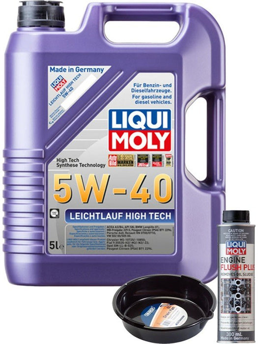 LIQUI MOLY Leichtlauf High Tech 5W-40 5L Silver Service Kit + 6L Drip Tray MGB-KIT-MIX-91 Mixed - Micks Gone Bush