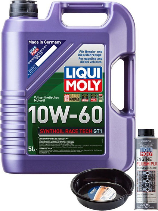 LIQUI MOLY Synthoil Race Tech GT1 10W-60 5L Silver Service Kit + 6L Drip Tray MGB-KIT-MIX-99 Mixed - Micks Gone Bush