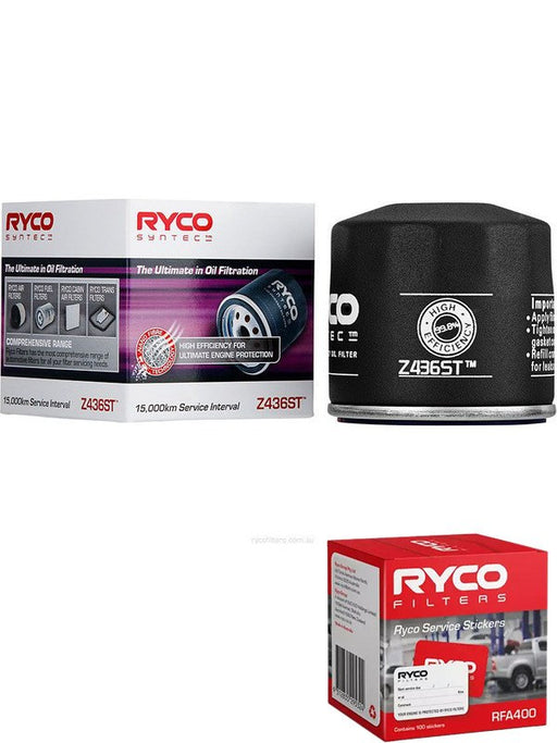 Ryco Syntec Oil Filter Z436ST + Service Stickers MGB-KIT-RYC-3222 Ryco - Micks Gone Bush