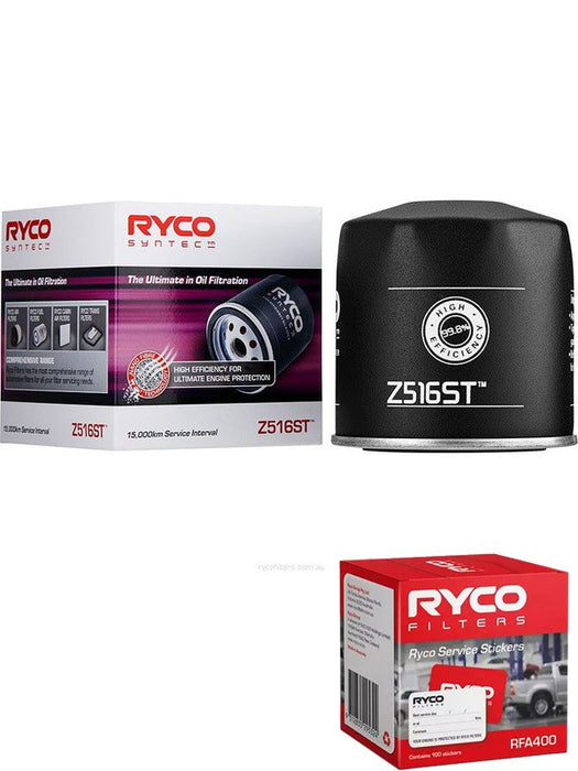 Ryco Syntec Oil Filter Z516ST + Service Stickers MGB-KIT-RYC-3226 Ryco - Micks Gone Bush