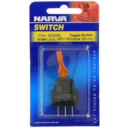Narva Toggle Switch Off/on Spst Amber LED 20A 12V Part No. 60255BL SWITCH NARVA - Micks Gone Bush