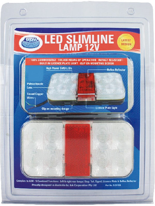 ARK LED Slimline Stop/Tail/Ind Lamp 12V Clear Lens Blister Pack of 2 SLD15SB ARK - Micks Gone Bush