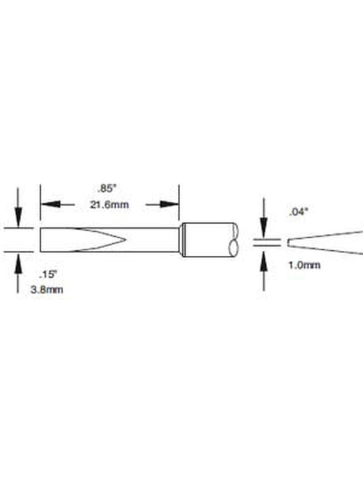 Metcal Cartridge, Chisel Long, 3.8mm (0.15'') 12DEG STTC-020 METCAL - Micks Gone Bush