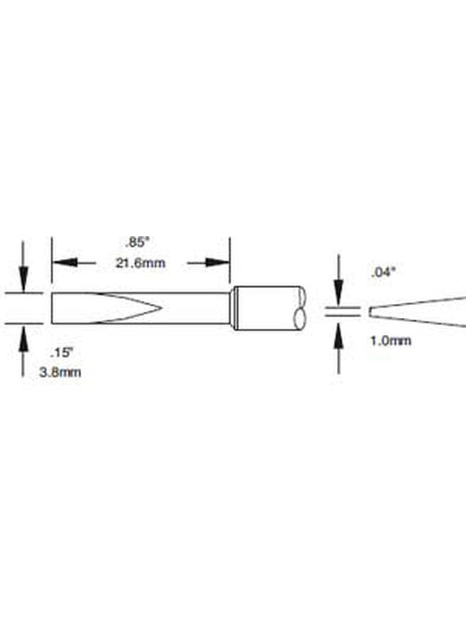 Metcal Cartridge, Chisel Long, 3.8mm (0.15'') 12DEG STTC-020 METCAL - Micks Gone Bush