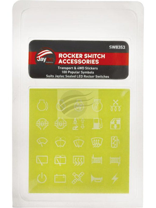 Jaylec Rocker Switch Stickers Pack 100 Transport & 4WD Applications LED SW8353 Switches & Controls Jaylec - Micks Gone Bush