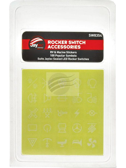 Jaylec Rocker Switch Stickers Pck 100 Marine & Rv Applications SW8354 Switches & Controls Jaylec - Micks Gone Bush