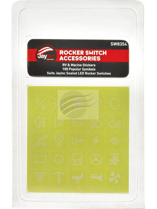 Jaylec Rocker Switch Stickers Pck 100 Marine & Rv Applications SW8354 Switches & Controls Jaylec - Micks Gone Bush