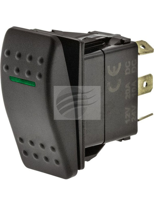 Jaylec Switch Rocker Sealed On/Off 12/24V 20A @ 12V 10A @24V Green LED SW8367 Electrical Switches Jaylec - Micks Gone Bush