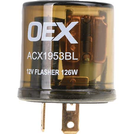 OEX Flasher Relay 2 Pin 12V Electronic Magnetic Non-polarised ACX1953BL FLASHER UNIT OEX - Micks Gone Bush