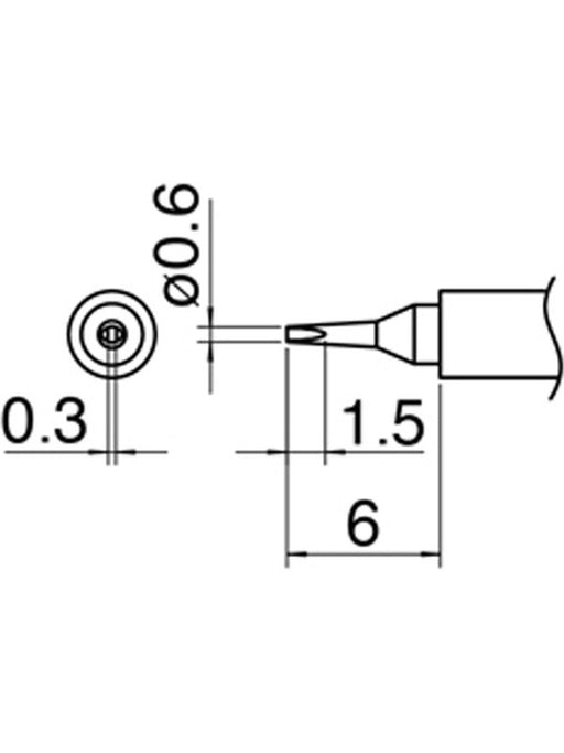Hakko Shape-0.6D Chisel Tip for FM-2032 T30-D06 HAKKO - Micks Gone Bush